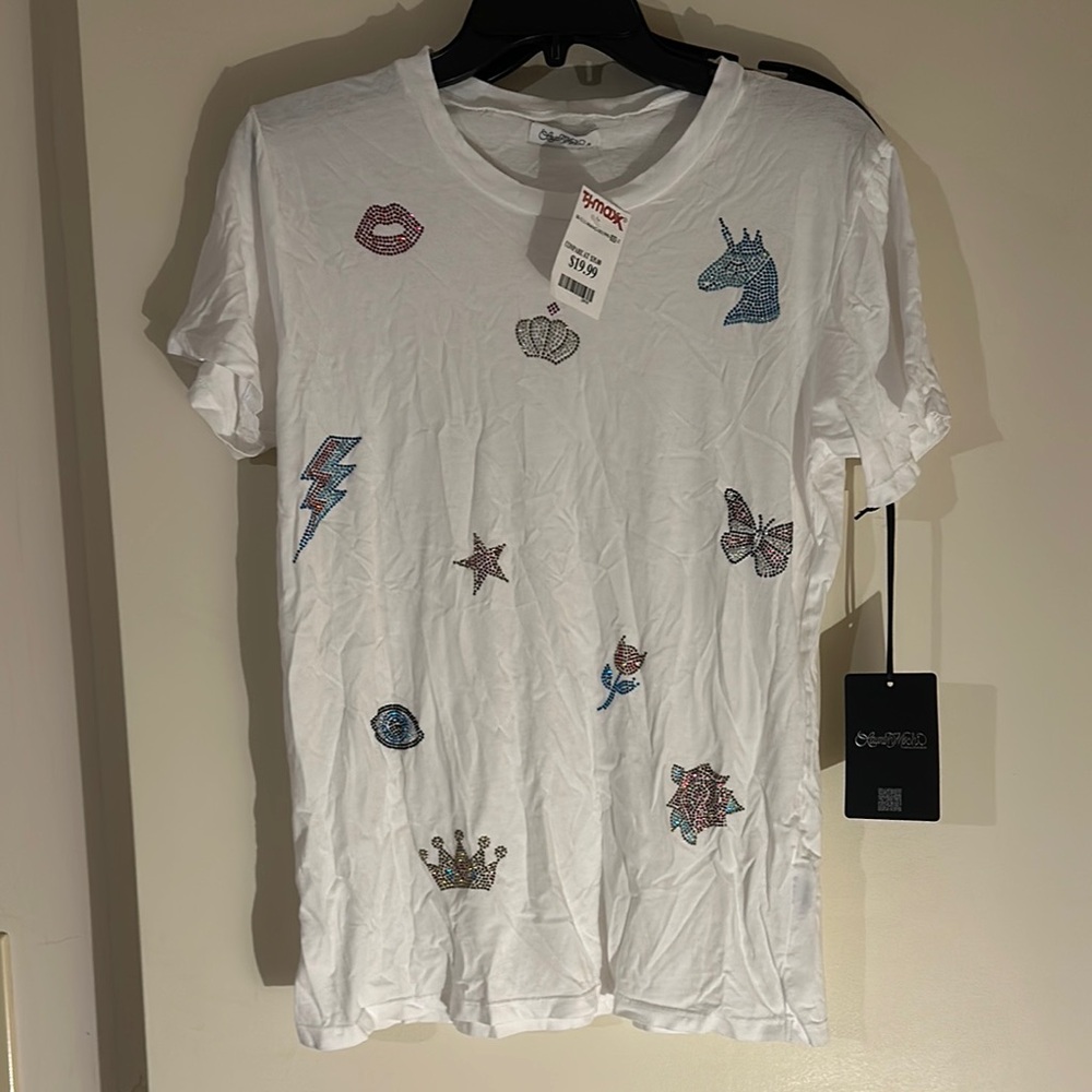 Lauren Moshi White Graphic Tee